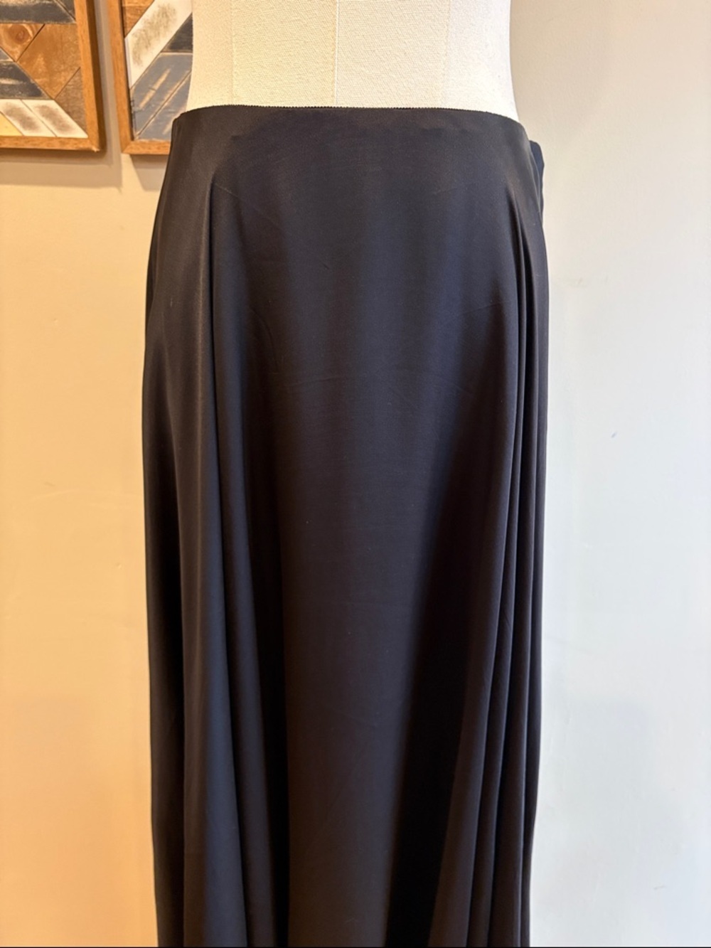 Vintage Ralph Lauren Collection Black A-Line Formal Silk Maxi Skirt size 4 - Picture 4 of 12